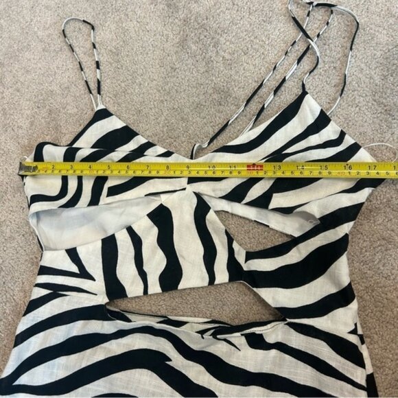 Zara black white zebra animal print cut out spaghetti strap mini dress L NWT - Picture 10 of 13